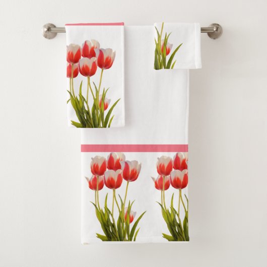 Lentstijl rode tulp ventilatorhanddoekset bad handdoek (Insitu)