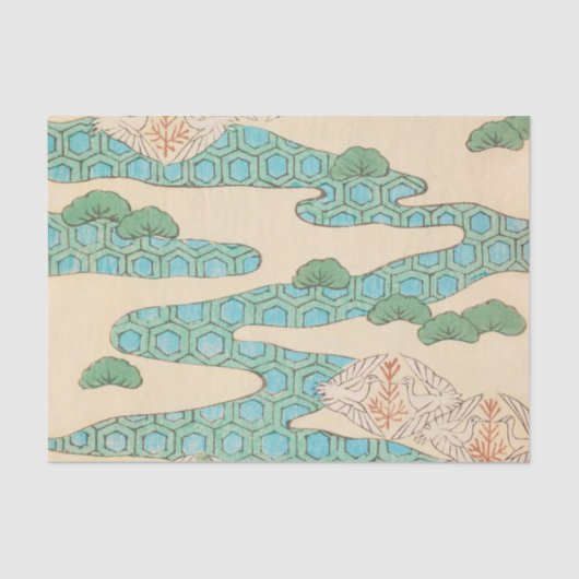 Lentvogels op het Hexagon-gebergte Japans Tissuepapier (Voorkant)