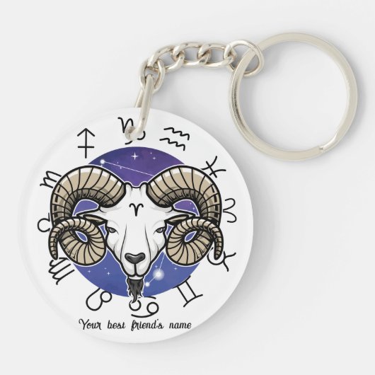 Leo Aries Zodiac Acrylic Keychain (Achterkant)