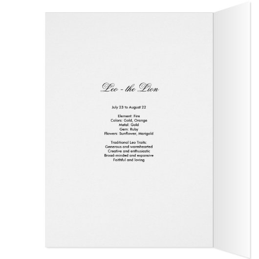 Leo ♌ Art Collage Card (Intérieur (Gauche))