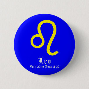 LEO ASTROLOGISCH TEKEN, SYMBOOL ZODIAC RONDE BUTTON 5,7 CM