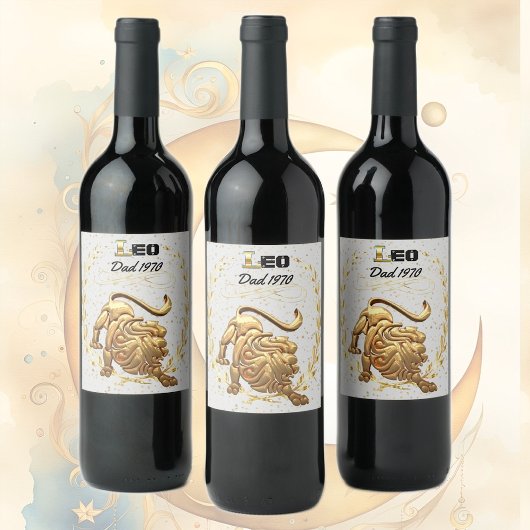 Leo Astrology Dad Wine Label Wijn Etiket