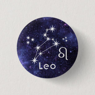 Leo Badge, Zodiac Horoscope Badge Ronde Button 3,2 Cm