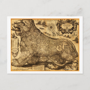 Leo Belgicus van Nederland en België Briefkaart