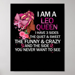 Leo Black Queen Ik heb 3 zides April Girl Birthday Poster