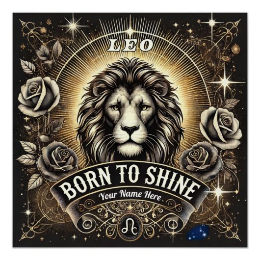 Leo "Born to Shine" Poster brillant (Devant)