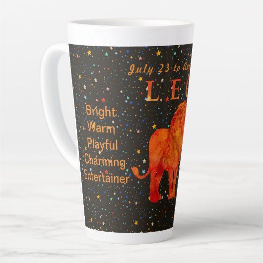 Leo caractères zodiac personnalisé Latte Mug (Angle gauche)