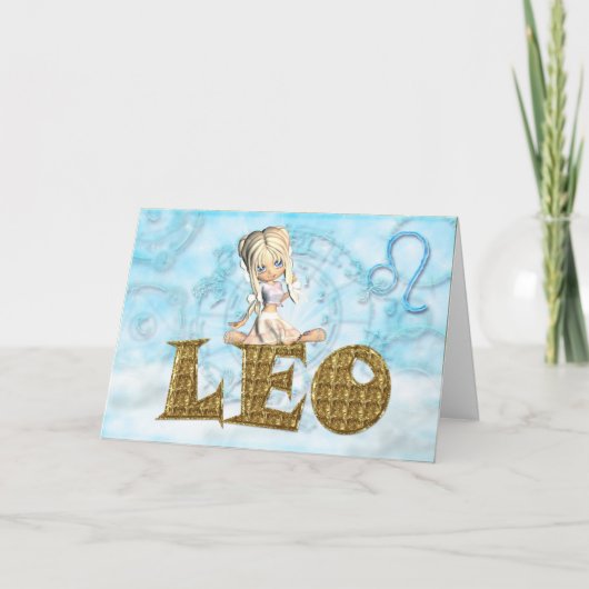 Leo carte d'anniversaire mignonne (Devant)