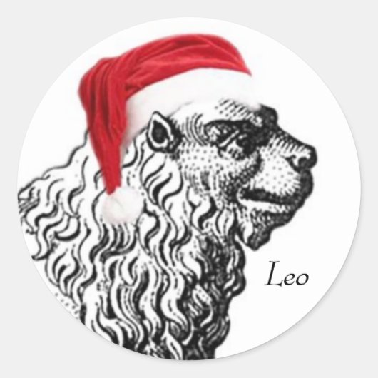 Leo Christmas Ronde Sticker (Voorkant)