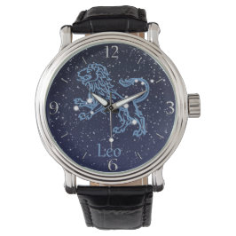 Leo Constellation and Zodiac Sign with Stars Horloge