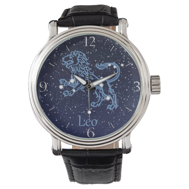 Leo Constellation and Zodiac Sign with Stars Horloge (Voorkant)