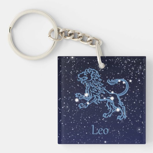 Leo Constellation and Zodiac Sign with Stars Sleutelhanger (Voorkant)