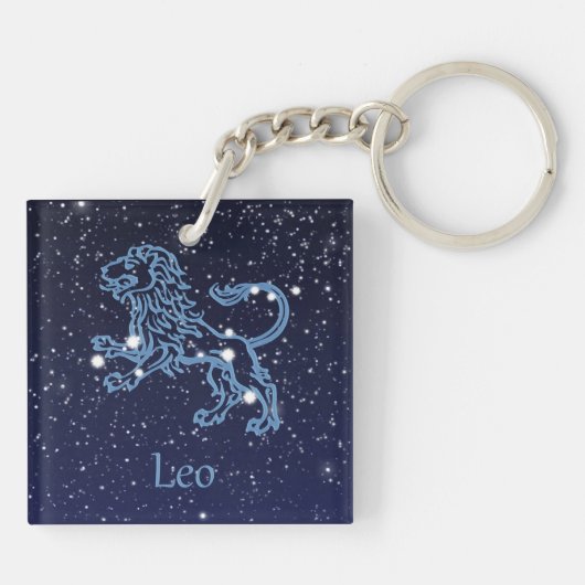 Leo Constellation and Zodiac Sign with Stars Sleutelhanger (Achterkant)