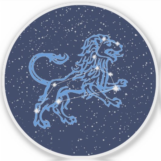 Leo Constellation and Zodiac Sign with Stars Sticker (Voorkant)