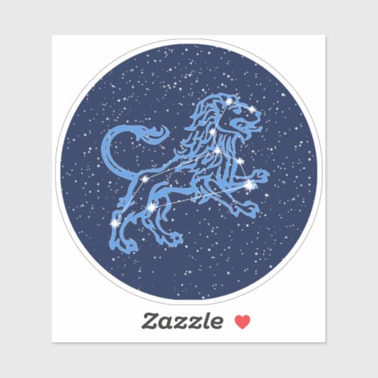 Leo Constellation and Zodiac Sign with Stars Sticker (Vel)