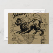 Leo Constellation Carte Hevelius vers 1690 (Devant / Derrière)