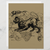 Leo Constellation Carte Hevelius vers 1690 (Devant / Derrière)