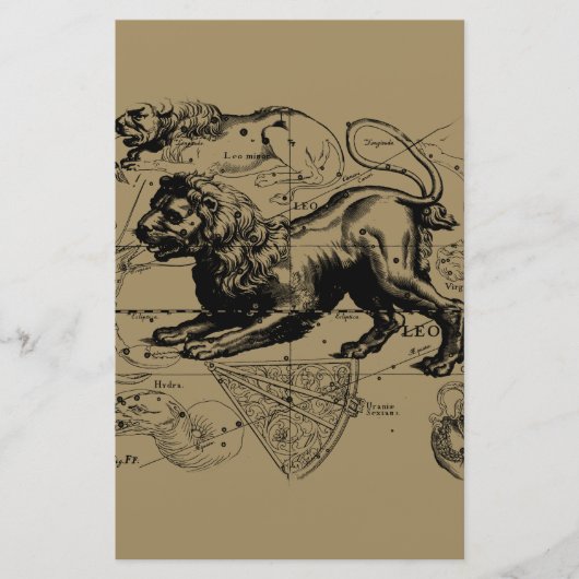 Leo Constellation Hevelius 1690 juli 23 augustus 2 Briefpapier (Voorkant)