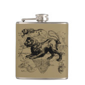 Leo Constellation Map Hevelius 1690 op Taupe Heupfles (Voorkant)