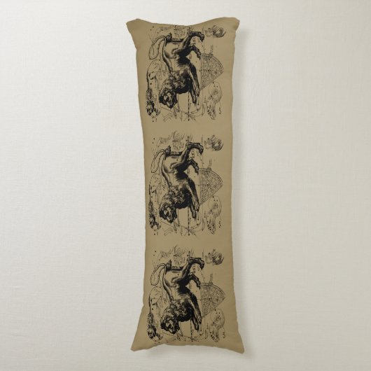 Leo Constellation Map Hevelius 1690 op Taupe Lichaamskussen (Voorkant Verticaal)