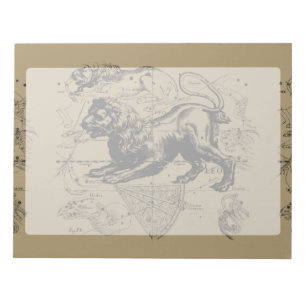 Leo Constellation Map Hevelius 1690 op Taupe Notitieblok