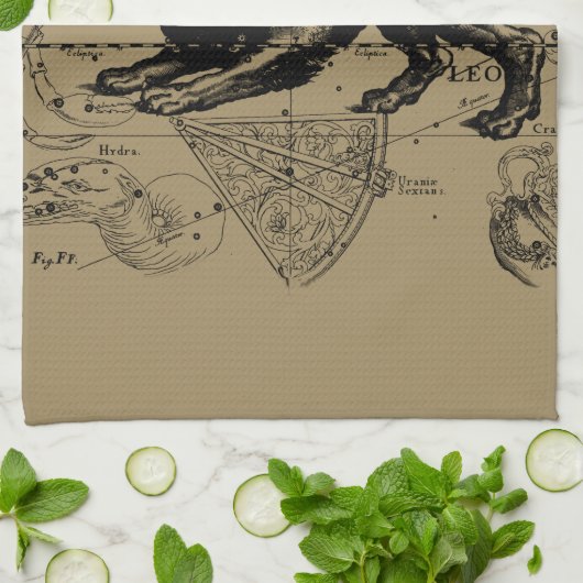 Leo Constellation Map Hevelius ongeveer 1690 Theedoek (Gevouwen)