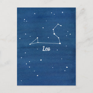 Leo Constellation Stars Indigo Blue Briefkaart