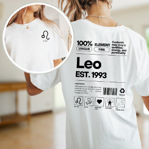 Leo Custom Zodiac Astrologie Verjaardag Augustus T-shirt