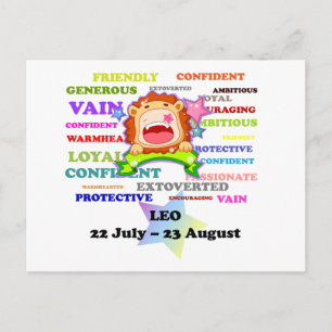 Leo, de leeuw, Zodiac Sign Custom Astrology Gifts Briefkaart