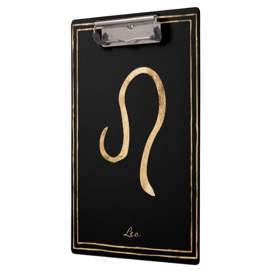 Leo-gehamerd goud gestileerde astrologie-symbool klembord (Links)
