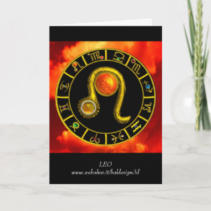 LEO Gele Topaas & Gouden Zodiac Verjaardag Kaart