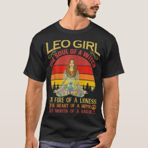 Leo Girl Zodiac Funny Astrology Retro Zip T-shirt