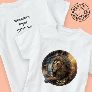 Leo Gold en Black Waterverf Zodiac T-Shirt
