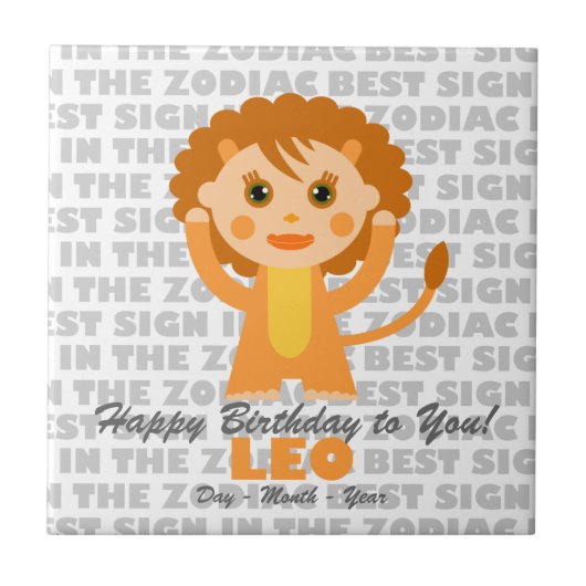 Leo Happy Birthday Tegeltje (Voorkant)