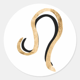 Leo het symbool van de goudkleurige liontextuur ronde sticker