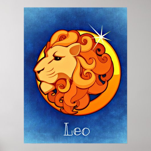 Leo in Blauw Poster (Voorkant)