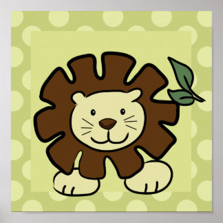 Léo le Lion 10x10 impression carrée en vert