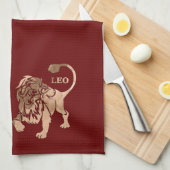 Leo Lion Brossé Or RED Zodiac Serviette (Quart Plié)