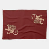 Leo Lion Brossé Or RED Zodiac Serviette (Horizontal)
