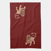 Leo Lion Brossé Or RED Zodiac Serviette (Vertical)