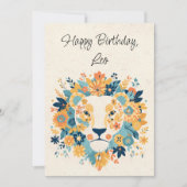 Leo Lion Zodiac Floral Carte Plat Anniversaire (Devant)