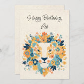 Leo Lion Zodiac Floral Verjaardag Flat Kaart (Voorkant / Achterkant)