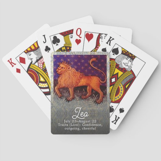 Leo Lion Zodiac Sign Horoscoop Pokerkaarten (Achterkant)