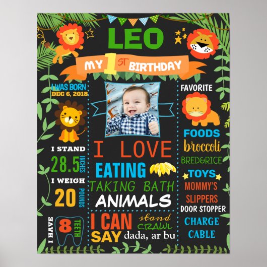 Leo Lions Oerwouden Wild Birthday Party Poster (Voorkant)