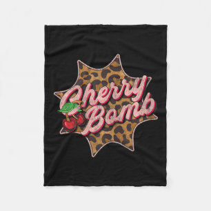 Leo Look  Retro Cherry Bomb Tattoo Rockabil Fleece Deken