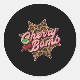 Leo Look Retro Cherry Bomb Tattoo Rockabil Ronde Sticker