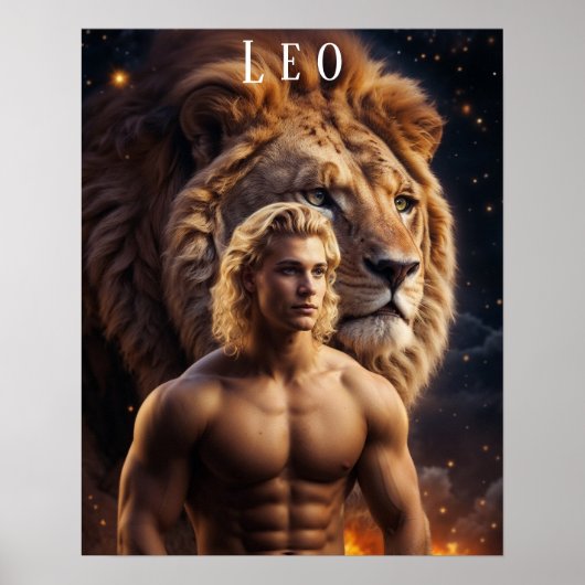 Leo Male Astrologisch Poster (Voorkant)