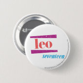 Leo Pink Ronde Button 5,7 Cm (Voorkant /achterkant)