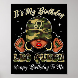 Leo Queen zwarte vrouw met Pet Camo Het is mijn ge Poster