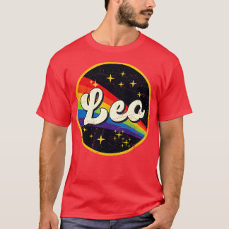 Leo regenboog in ruimte grunge stijl t-shirt